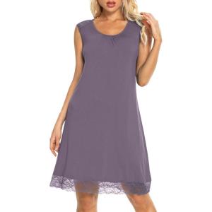 imageWiWi Tank Nightgown for Women Soft Comfy Sleeveless Sleep Gowns Viscose from Bamboo Pajama Sleepwear SXXLBviolet