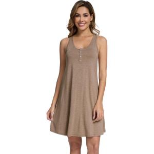 imageWiWi Viscose from Bamboo Nightgowns for Women Summer Tank Pajama Gowns Sleeveless Sleep Shirts SXXLCamel