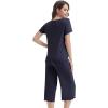 imageWiWi 3 PCS Pajamas for Women Set Short Sleeve Pajama Sets Capri and Shorts Pj Sets Soft Bamboo from Viscose Sleepwear SXXLNavy