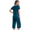 imageWiWi 3 PCS Pajamas for Women Set Short Sleeve Pajama Sets Capri and Shorts Pj Sets Soft Bamboo from Viscose Sleepwear SXXLPeacock Blue