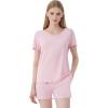 imageWiWi 3 PCS Pajamas for Women Set Short Sleeve Pajama Sets Capri and Shorts Pj Sets Soft Bamboo from Viscose Sleepwear SXXLPink