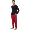 imageWiWi Crew Neck Mens Pajamas Set Viscose from Bamboo Lightweight Sleepwear Long Sleeve Sleep Shirt and Long Pants SXXLBlackred Plaid
