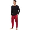 imageWiWi Crew Neck Mens Pajamas Set Viscose from Bamboo Lightweight Sleepwear Long Sleeve Sleep Shirt and Long Pants SXXLBlackred Plaid