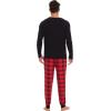 imageWiWi Crew Neck Mens Pajamas Set Viscose from Bamboo Lightweight Sleepwear Long Sleeve Sleep Shirt and Long Pants SXXLBlackred Plaid
