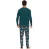 imageWiWi Crew Neck Mens Pajamas Set Viscose from Bamboo Lightweight Sleepwear Long Sleeve Sleep Shirt and Long Pants SXXLDark Greenchristmas Elk on Green