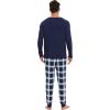 imageWiWi Crew Neck Mens Pajamas Set Viscose from Bamboo Lightweight Sleepwear Long Sleeve Sleep Shirt and Long Pants SXXLNavynavyGreen Stripe Plaid