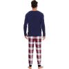 imageWiWi Crew Neck Mens Pajamas Set Viscose from Bamboo Lightweight Sleepwear Long Sleeve Sleep Shirt and Long Pants SXXLNavynavyRed Plaid