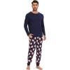 imageWiWi Crew Neck Mens Pajamas Set Viscose from Bamboo Lightweight Sleepwear Long Sleeve Sleep Shirt and Long Pants SXXLNavysanta Claus on Navy