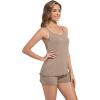 imageWiWi Lingerie Pajamas for Women Sexy Sleeveless Tops with Shorts Sets Viscose from Bamboo Cami Sleepwear Pjs SXXLCamel