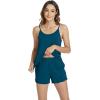 imageWiWi Lingerie Pajamas for Women Sexy Sleeveless Tops with Shorts Sets Viscose from Bamboo Cami Sleepwear Pjs SXXLPeacock Blue