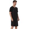 imageWiWi Mens Nightshirt ShortSleeve Nightgown Viscose from Bamboo Soft Loose VNeck Sleepwear Nightwear Sleepshirt Gowns SXXLBlack