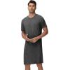 imageWiWi Mens Nightshirt ShortSleeve Nightgown Viscose from Bamboo Soft Loose VNeck Sleepwear Nightwear Sleepshirt Gowns SXXLCharcoal Heather