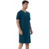 imageWiWi Mens Nightshirt ShortSleeve Nightgown Viscose from Bamboo Soft Loose VNeck Sleepwear Nightwear Sleepshirt Gowns SXXLPeacock Blue