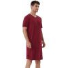 imageWiWi Mens Nightshirt ShortSleeve Nightgown Viscose from Bamboo Soft Loose VNeck Sleepwear Nightwear Sleepshirt Gowns SXXLWine