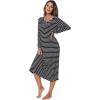 imageWiWi Nightgowns for Women Soft Sleepwear Long Sleeve Nightshirts Pajamas Gown Viscose from Bamboo Pjs SXXLBlack White Stripe