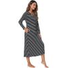 imageWiWi Nightgowns for Women Soft Sleepwear Long Sleeve Nightshirts Pajamas Gown Viscose from Bamboo Pjs SXXLBlack White Stripe