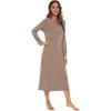 imageWiWi Nightgowns for Women Soft Sleepwear Long Sleeve Nightshirts Pajamas Gown Viscose from Bamboo Pjs SXXLCamel