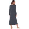 imageWiWi Nightgowns for Women Soft Sleepwear Long Sleeve Nightshirts Pajamas Gown Viscose from Bamboo Pjs SXXLCharcoal