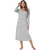 imageWiWi Nightgowns for Women Soft Sleepwear Long Sleeve Nightshirts Pajamas Gown Viscose from Bamboo Pjs SXXLGrey White Stripe