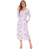 imageWiWi Nightgowns for Women Soft Sleepwear Long Sleeve Nightshirts Pajamas Gown Viscose from Bamboo Pjs SXXLGreyPeony