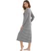 imageWiWi Nightgowns for Women Soft Sleepwear Long Sleeve Nightshirts Pajamas Gown Viscose from Bamboo Pjs SXXLHeather Grey Stripe