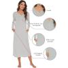 imageWiWi Nightgowns for Women Soft Sleepwear Long Sleeve Nightshirts Pajamas Gown Viscose from Bamboo Pjs SXXLLight Grey