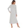 imageWiWi Nightgowns for Women Soft Sleepwear Long Sleeve Nightshirts Pajamas Gown Viscose from Bamboo Pjs SXXLLight Grey