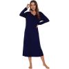 imageWiWi Nightgowns for Women Soft Sleepwear Long Sleeve Nightshirts Pajamas Gown Viscose from Bamboo Pjs SXXLNavy