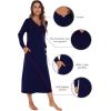 imageWiWi Nightgowns for Women Soft Sleepwear Long Sleeve Nightshirts Pajamas Gown Viscose from Bamboo Pjs SXXLNavy
