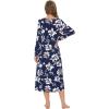 imageWiWi Nightgowns for Women Soft Sleepwear Long Sleeve Nightshirts Pajamas Gown Viscose from Bamboo Pjs SXXLNavy Floral