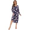 imageWiWi Nightgowns for Women Soft Sleepwear Long Sleeve Nightshirts Pajamas Gown Viscose from Bamboo Pjs SXXLNavyPeony