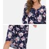 imageWiWi Nightgowns for Women Soft Sleepwear Long Sleeve Nightshirts Pajamas Gown Viscose from Bamboo Pjs SXXLNavyPeony