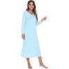 imageWiWi Nightgowns for Women Soft Sleepwear Long Sleeve Nightshirts Pajamas Gown Viscose from Bamboo Pjs SXXLPale Blue