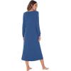 imageWiWi Nightgowns for Women Soft Sleepwear Long Sleeve Nightshirts Pajamas Gown Viscose from Bamboo Pjs SXXLPrussian Blue