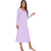 imageWiWi Nightgowns for Women Soft Sleepwear Long Sleeve Nightshirts Pajamas Gown Viscose from Bamboo Pjs SXXLTaro Purple