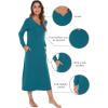 imageWiWi Nightgowns for Women Soft Sleepwear Long Sleeve Nightshirts Pajamas Gown Viscose from Bamboo Pjs SXXLTeal Blue
