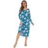 imageWiWi Nightgowns for Women Soft Sleepwear Long Sleeve Nightshirts Pajamas Gown Viscose from Bamboo Pjs SXXLTeal BluePeony