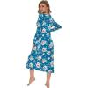 imageWiWi Nightgowns for Women Soft Sleepwear Long Sleeve Nightshirts Pajamas Gown Viscose from Bamboo Pjs SXXLTeal BluePeony
