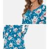 imageWiWi Nightgowns for Women Soft Sleepwear Long Sleeve Nightshirts Pajamas Gown Viscose from Bamboo Pjs SXXLTeal BluePeony