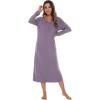 imageWiWi Nightgowns for Women Soft Sleepwear Long Sleeve Nightshirts Pajamas Gown Viscose from Bamboo Pjs SXXLViolet