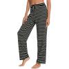imageWiWi Pajama Pants for Women Viscose from Bamboo Soft Wide Leg Sweatpants Drawstring Bottoms Sleep Pj Pant SXXLAblack White Stripe