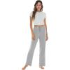 imageWiWi Pajama Pants for Women Viscose from Bamboo Soft Wide Leg Sweatpants Drawstring Bottoms Sleep Pj Pant SXXLAlight Heather Grey