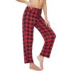 imageWiWi Pajama Pants for Women Viscose from Bamboo Soft Wide Leg Sweatpants Drawstring Bottoms Sleep Pj Pant SXXLAred Buffalo Plaid