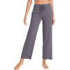 imageWiWi Pajama Pants for Women Viscose from Bamboo Soft Wide Leg Sweatpants Drawstring Bottoms Sleep Pj Pant SXXLBdark Grey