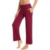 imageWiWi Pajama Pants for Women Viscose from Bamboo Soft Wide Leg Sweatpants Drawstring Bottoms Sleep Pj Pant SXXLBwine