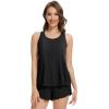 imageWiWi Pajama Set for Women Sexy Sleeveless Tops with Shorts Viscose from Bamboo Soft Ribbed Fabric Racerback Sleepwear SXXLBlack