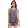 imageWiWi Pajama Set for Women Sexy Sleeveless Tops with Shorts Viscose from Bamboo Soft Ribbed Fabric Racerback Sleepwear SXXLDark Purplish Grey