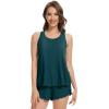 imageWiWi Pajama Set for Women Sexy Sleeveless Tops with Shorts Viscose from Bamboo Soft Ribbed Fabric Racerback Sleepwear SXXLDeep Teal