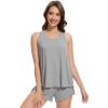imageWiWi Pajama Set for Women Sexy Sleeveless Tops with Shorts Viscose from Bamboo Soft Ribbed Fabric Racerback Sleepwear SXXLHeather Grey