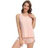 imageWiWi Pajama Set for Women Sexy Sleeveless Tops with Shorts Viscose from Bamboo Soft Ribbed Fabric Racerback Sleepwear SXXLPale Pink